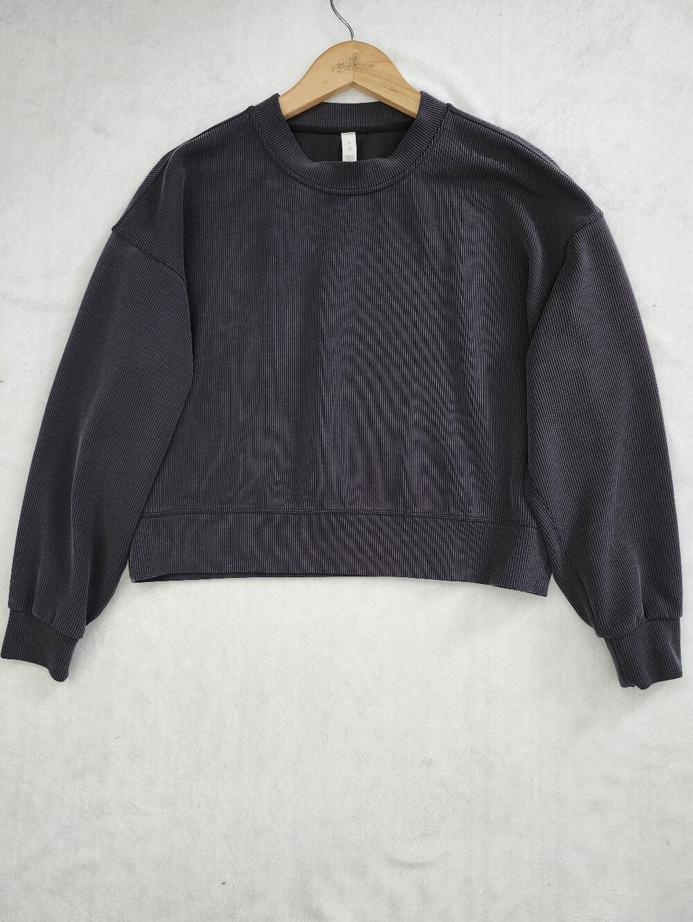 LULULEMON Ribbed Perfectly Oversized Cropped Pullover Sweatshirt Grey Size 8